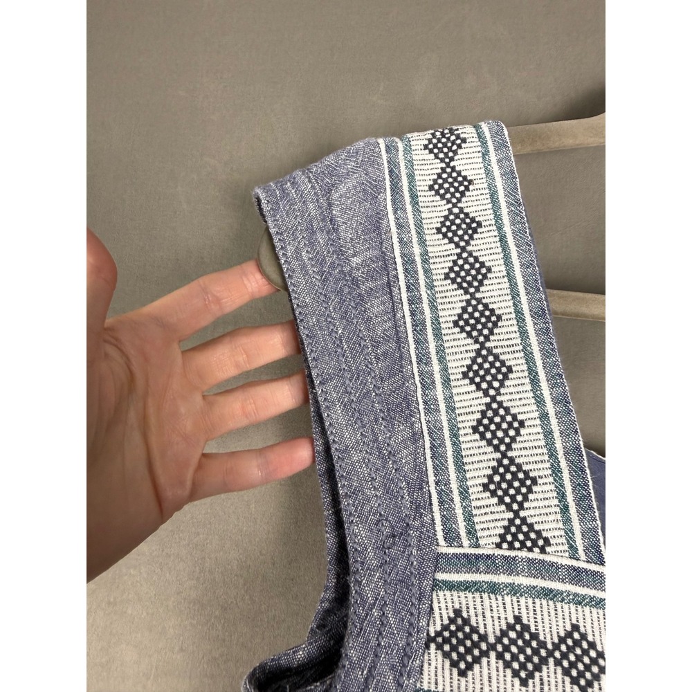 Faherty Tunic Dress Women Size S Blue Organic Cotton Embroidered Square Neck - Picture 7 of 8